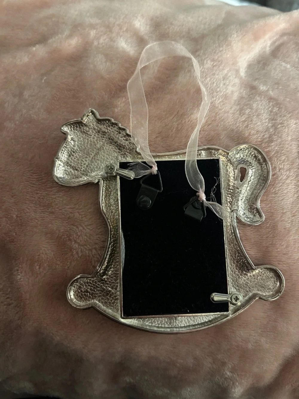 50%offw❤️ Hobby Lobby ENAMEL & SILVER METAL ROCKING HORSE PHOTO FRAME P02